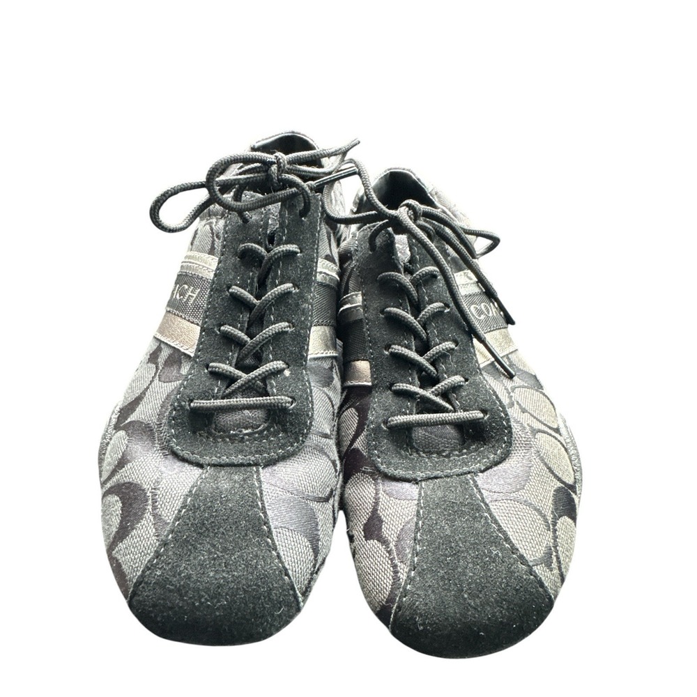 Coach Shoes Womens 8.5 M Jayme Signature‎ Casual Sneakers Black Suede Leather